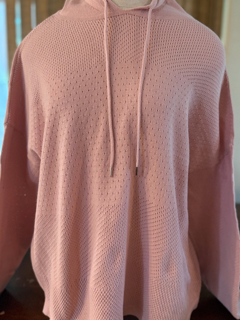 Dusty Rose Knit Hooded Pullover